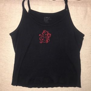 Black crop top w/red devil details